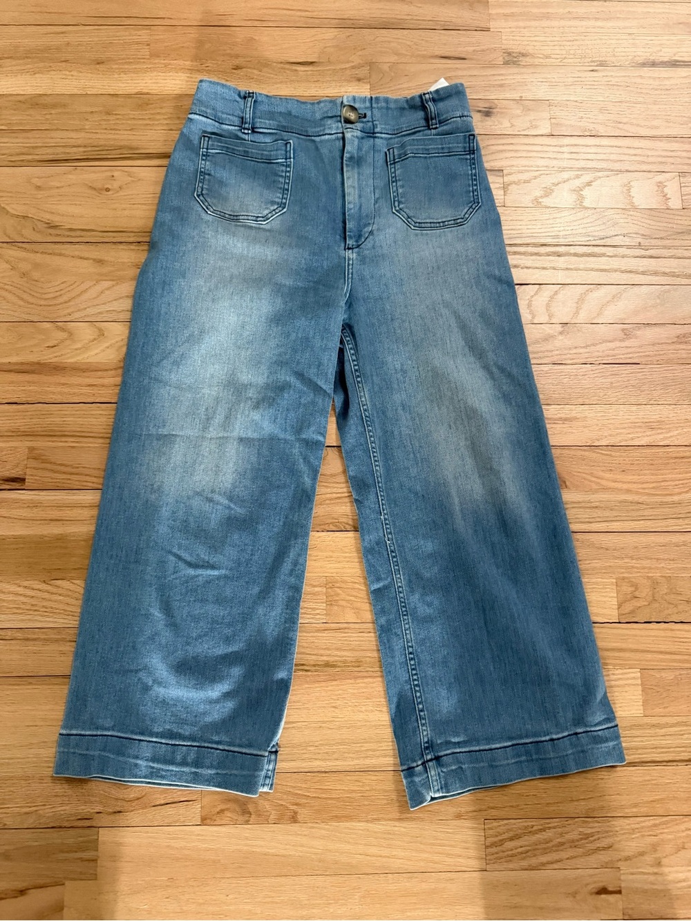 Popular Anthro Colette Crop High-Rise Wide-Leg Jeans, Sz 30 Light Blue by Maeve - Picture 2 of 7